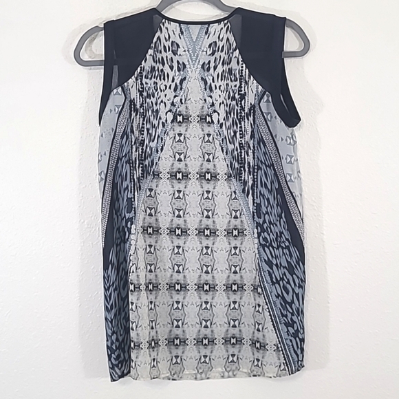 CABI Sleeveless Patterned Lightweight Blue/Gray Tunic Top, size XS - Picture 4 of 7